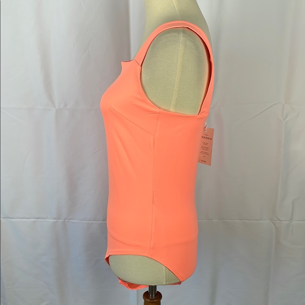 NWT REORIA Coral Orange Square Neck Tank Bodysuit w/Snap Closure - Size Medium - Picture 5 of 10
